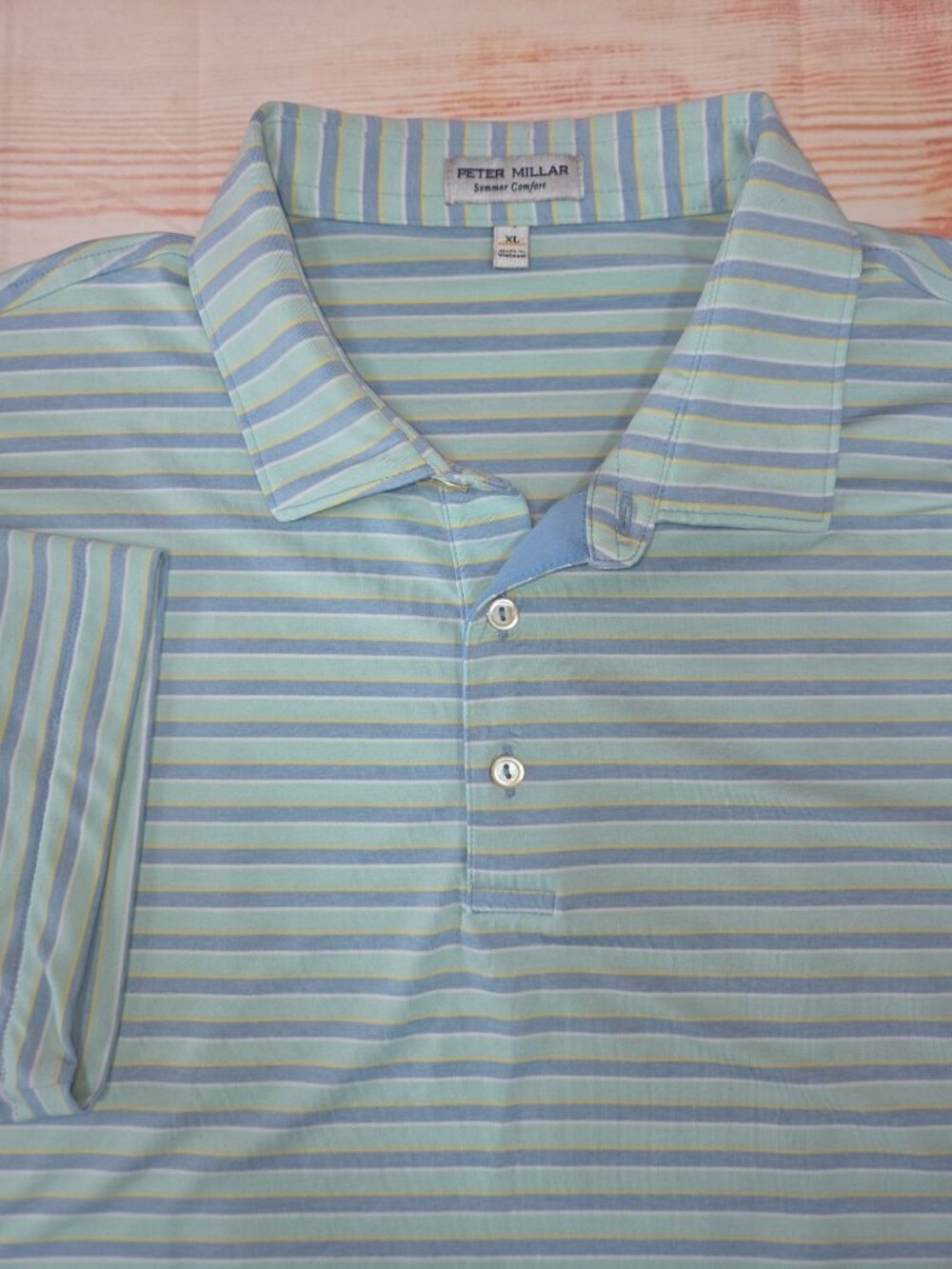 Peter Millar Summer Comfort Striped Polo Size XL Canyon Creek GC